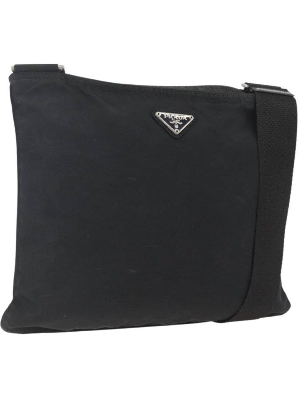 PRADA Shoulder Bag Nylon Black Silver